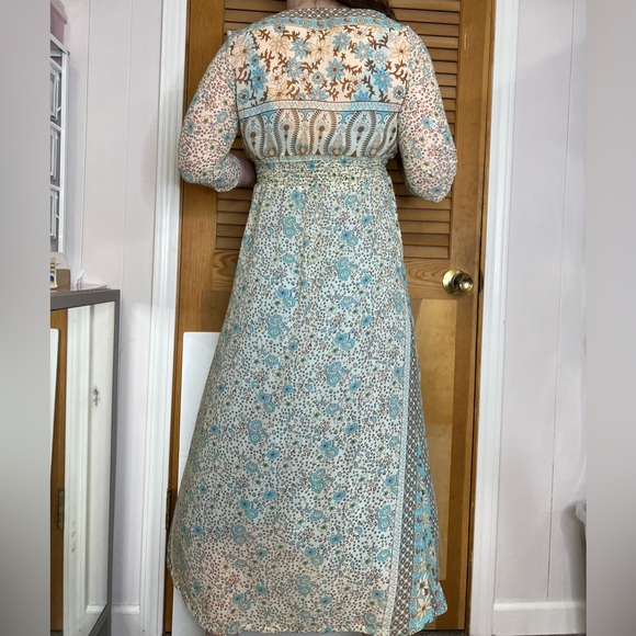 Bohemian Print V-neck Tassel Button Front Chiffon Dress New With Tags Size Small - Picture 4 of 11